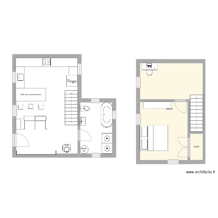maison 16x24. Plan de 2 pièces et 30 m2