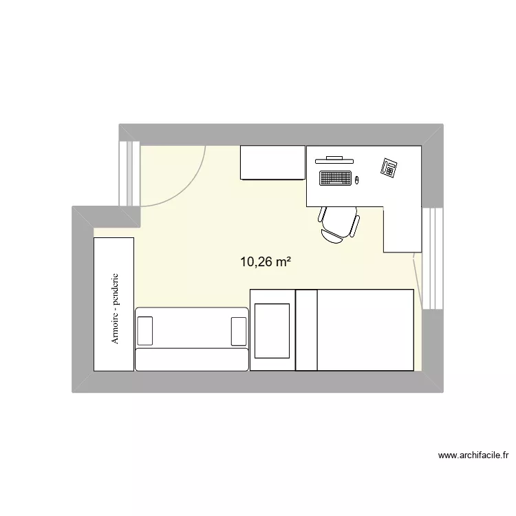chambre. Plan de 1  et 10 m²