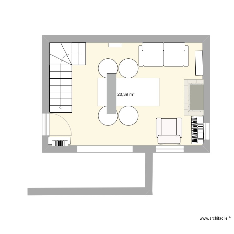 Séjour. Plan de 1 pièce et 20 m2