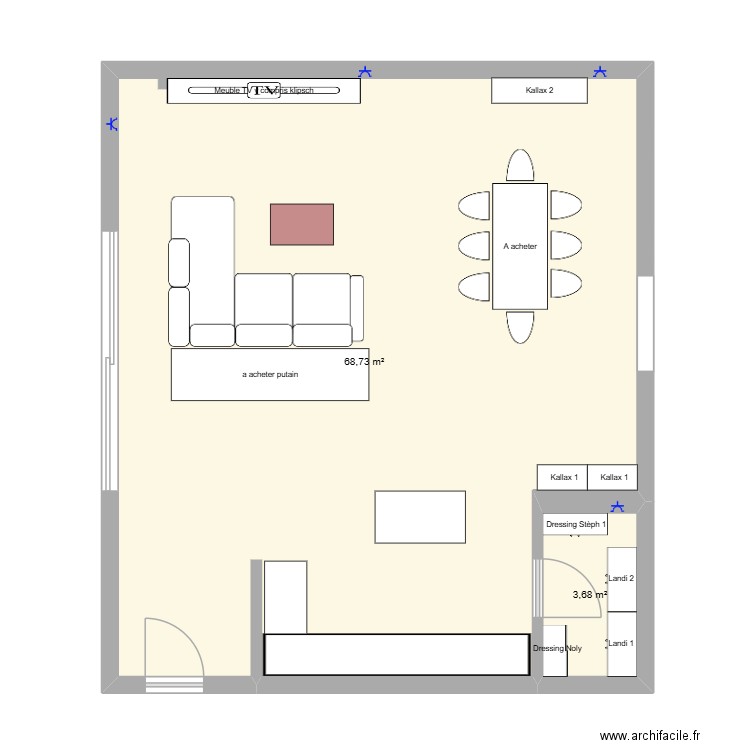PORRENTRUY 74. Plan de 2 pièces et 72 m2