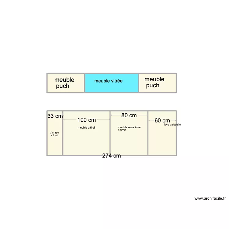 meuble de cuisine &eacute;vier . Plan de 
