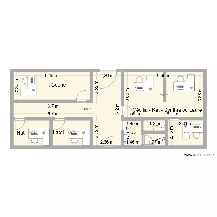 V1 Plan bureaux. Plan de 9 Pièces et 90 m² V1 Plan bureaux. Plan de 9 Pièces et 90 m²