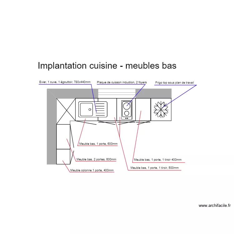 DARDANNE meubles bas. Plan de 