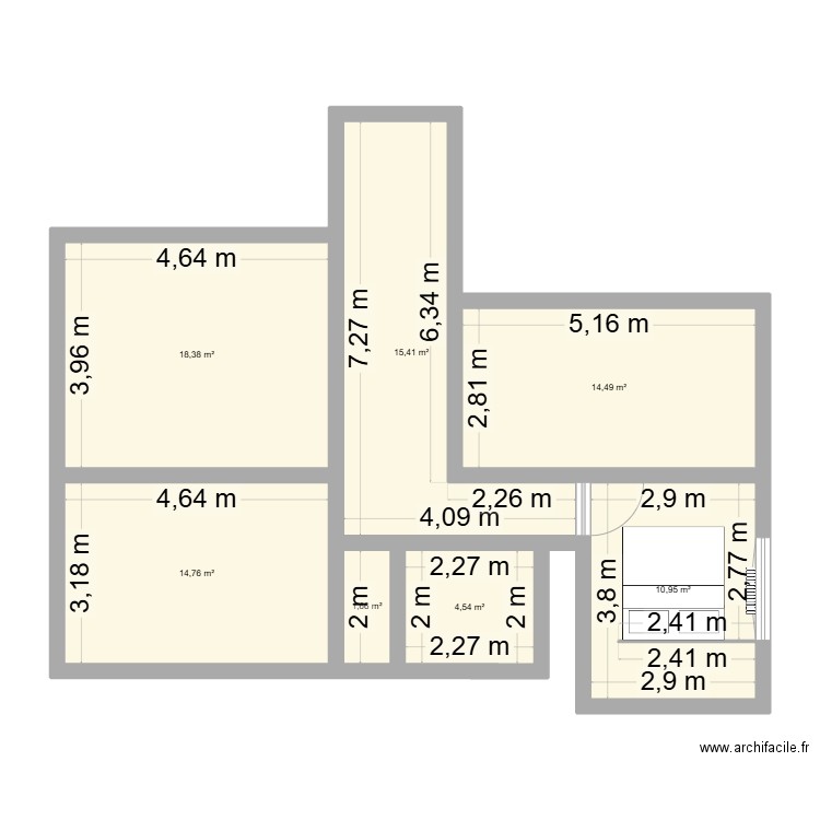 Appart. Plan de 7 pièces et 80 m2