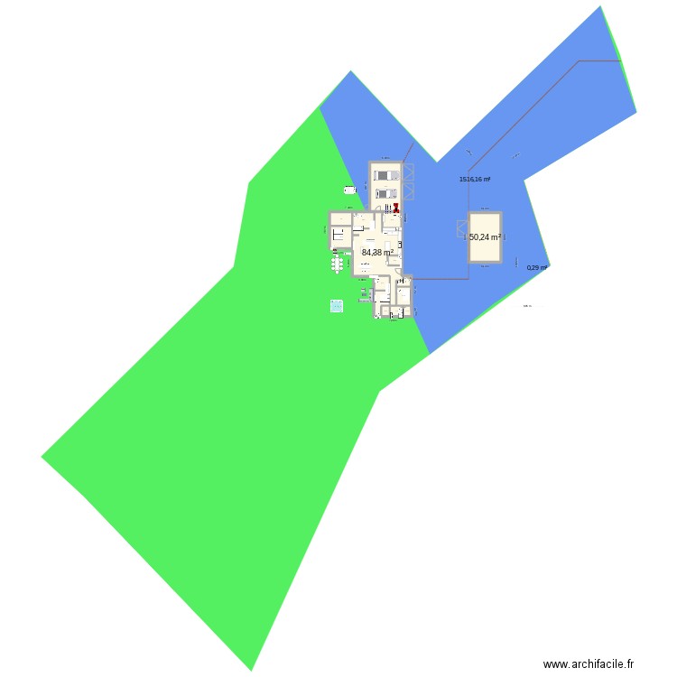 maison plein pied 5. Plan de 15 pièces et 278 m2