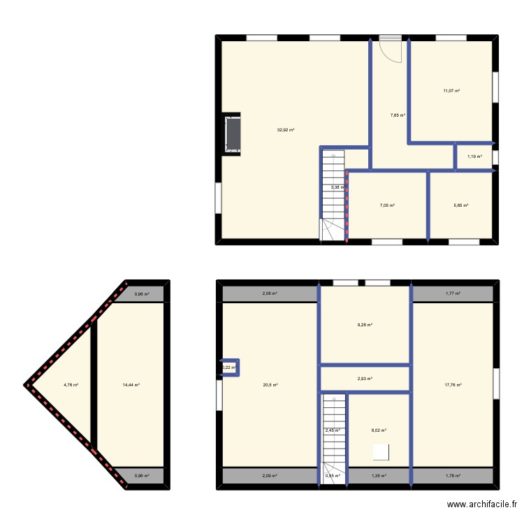 CHEZE Monique. Plan de 24 pièces et 159 m2