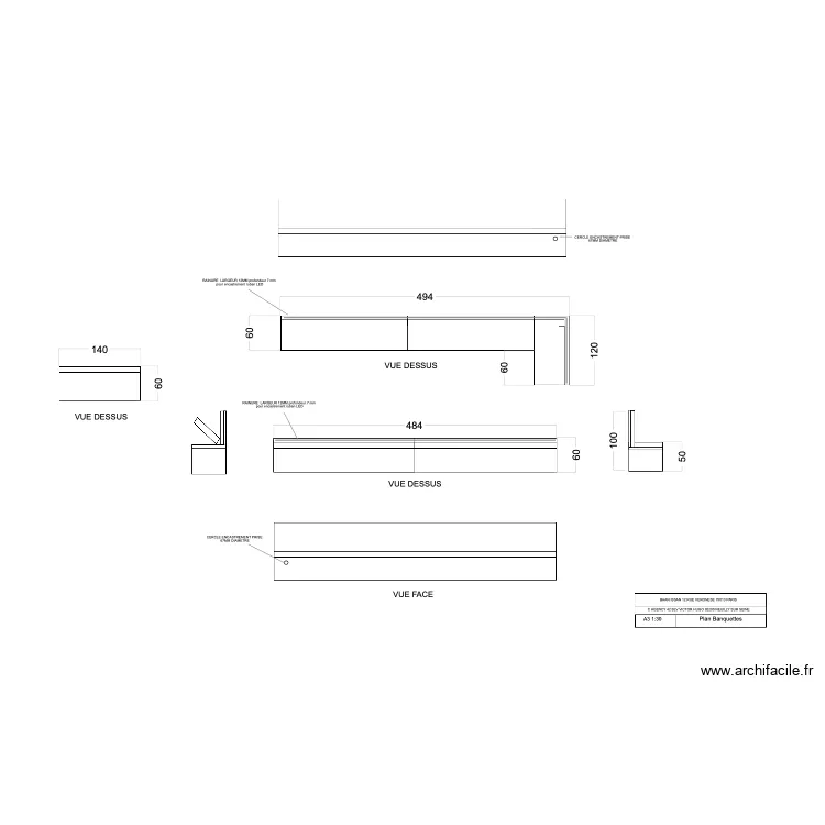 plan banquettes baan Nissan. Plan de 