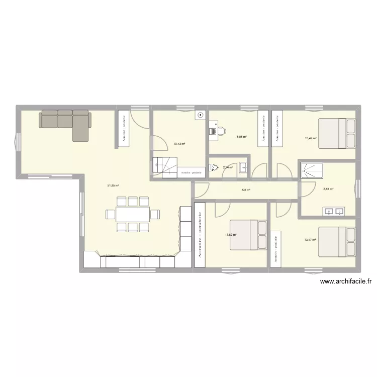 maison 2. Plan de 9 Pièces et 129 m² maison 2. Plan de 9 Pièces et 129 m²