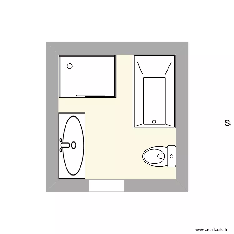 salle de bain v2.. Plan de 1  et 6 m²