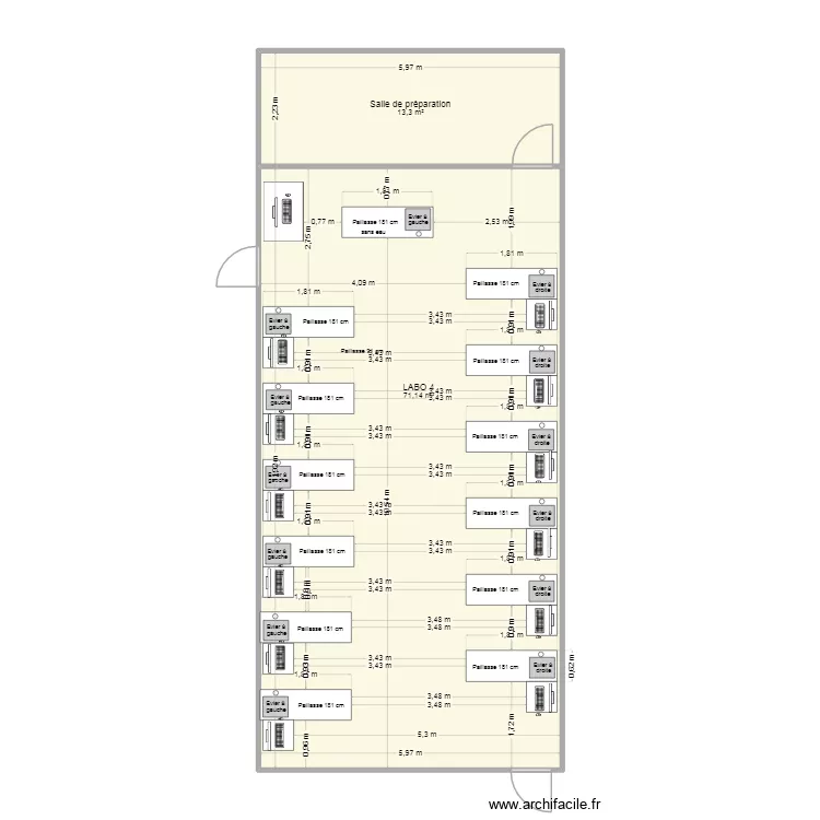 Labo 4 souhaits SVT. Plan de 2  et 84 m²