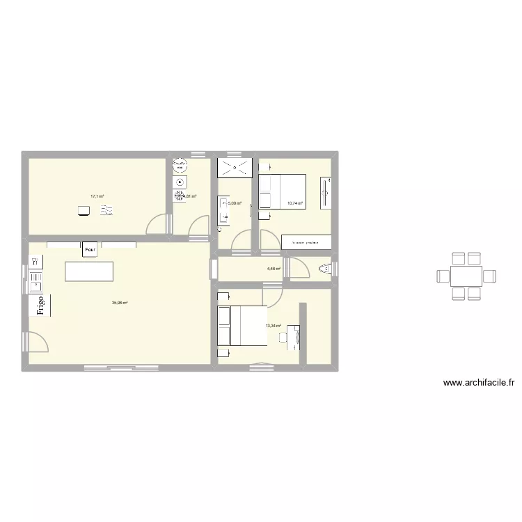 MAISON GOUDARGUES. Plan de 7  et 92 m²