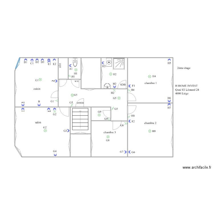 s/n lionard 2éme étage 22222233. Plan de 13 pièces et 69 m2