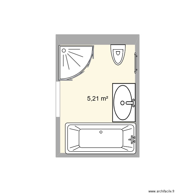 salle de bain. Plan de 1 pièce et 5 m2