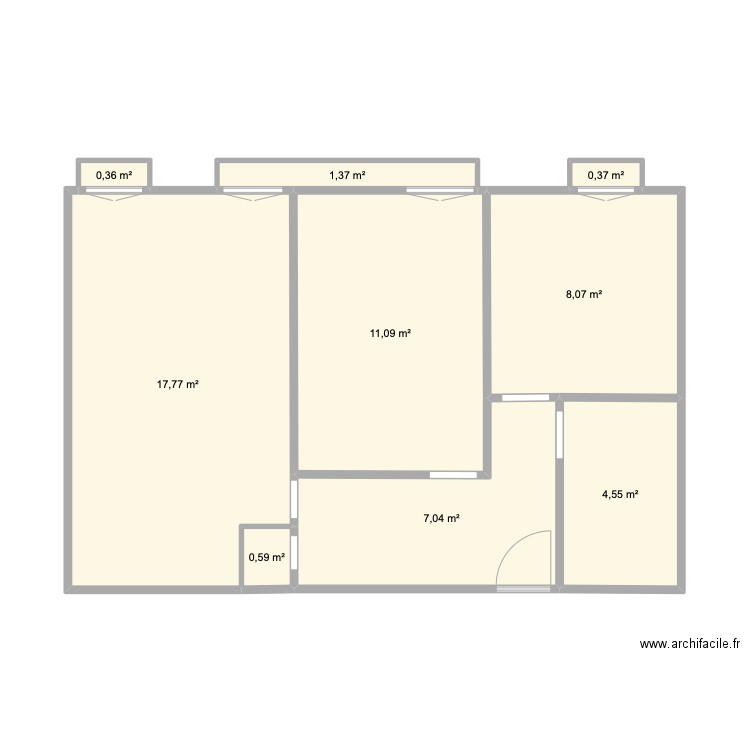 Appart 36 RSF. Plan de 9 pièces et 51 m2