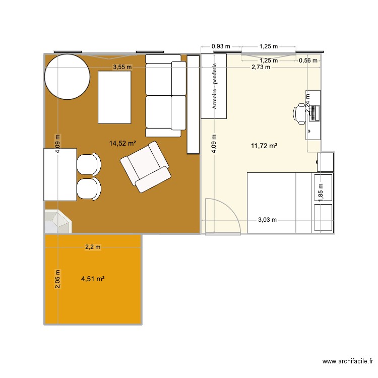 Alo. Plan de 3 pièces et 31 m2
