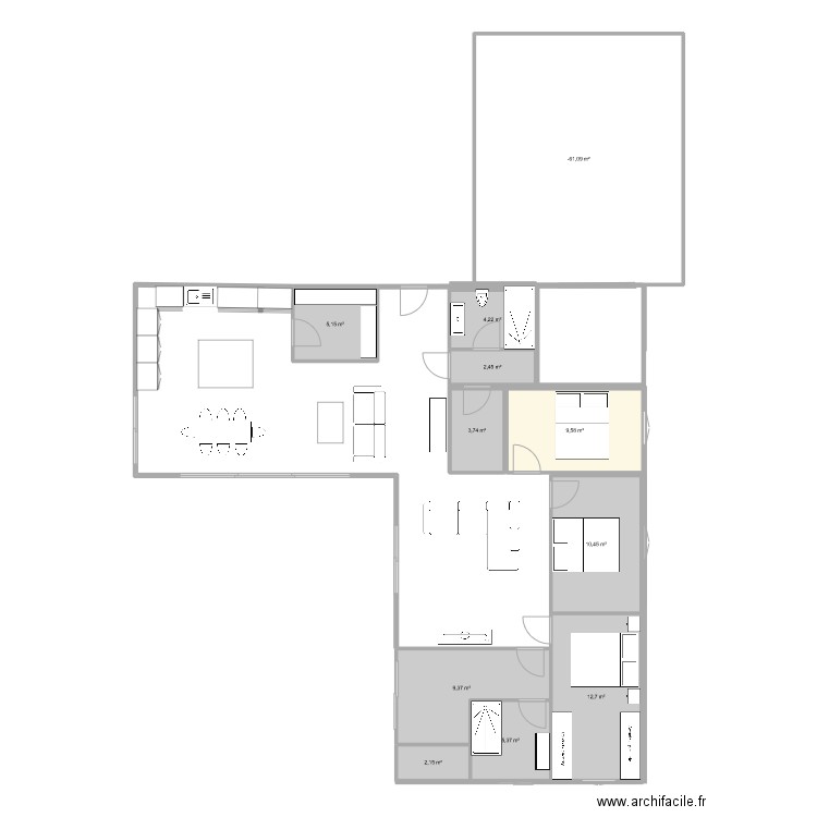 PPMe. Plan de 11 pièces et 110 m2