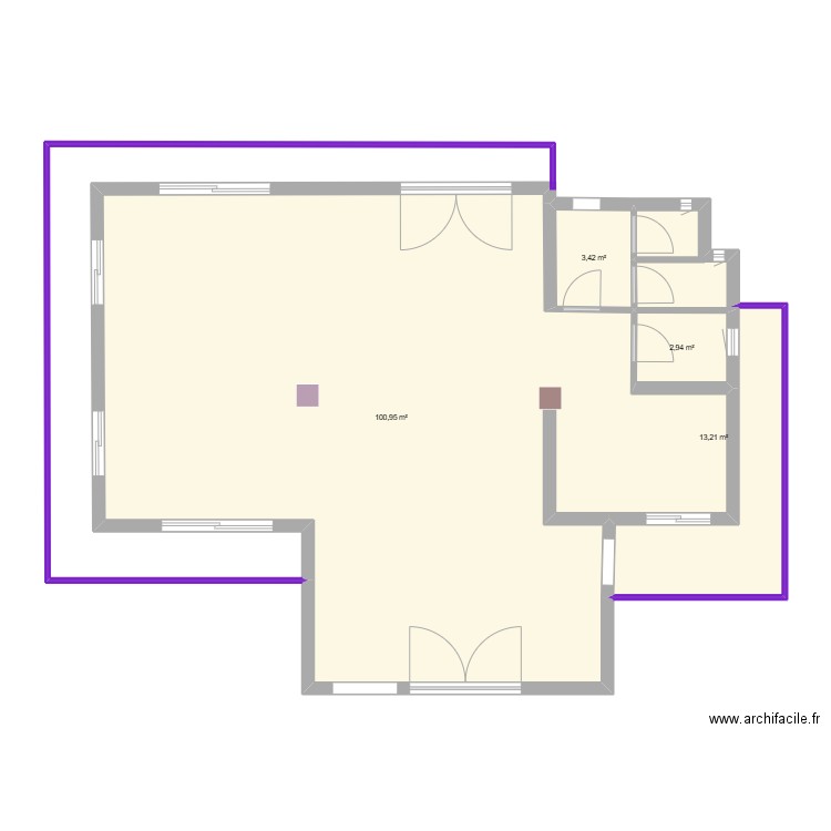Café Nour. Plan de 4 pièces et 121 m2