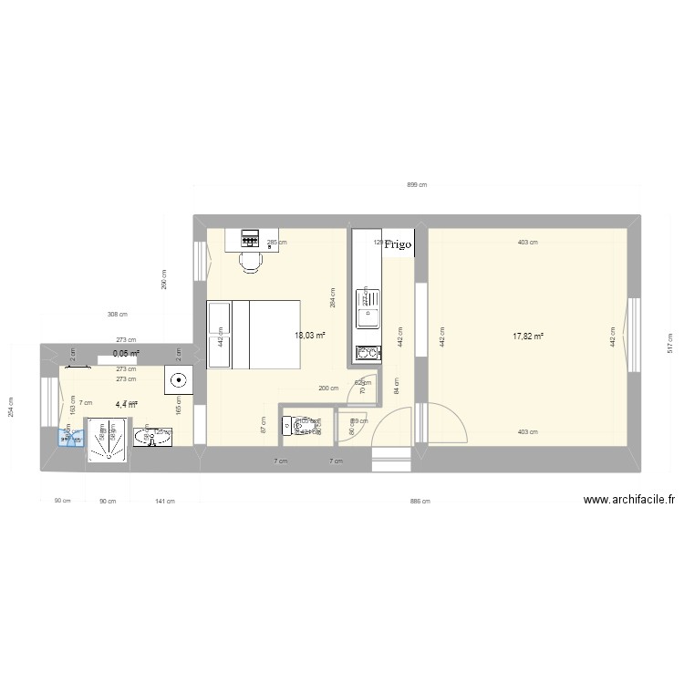 max 2. Plan de 4 pièces et 40 m2