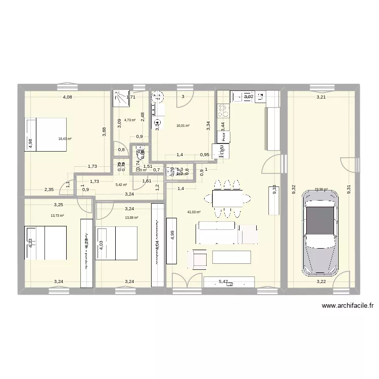 Maison meubles. Plan de 10 pièces et 139 m²