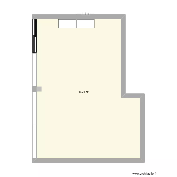 boutique 8&egrave;me. Plan de 1 Pièce et 47 m²