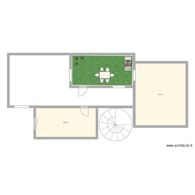 maison 2. Plan de 3 pièces et 100 m2