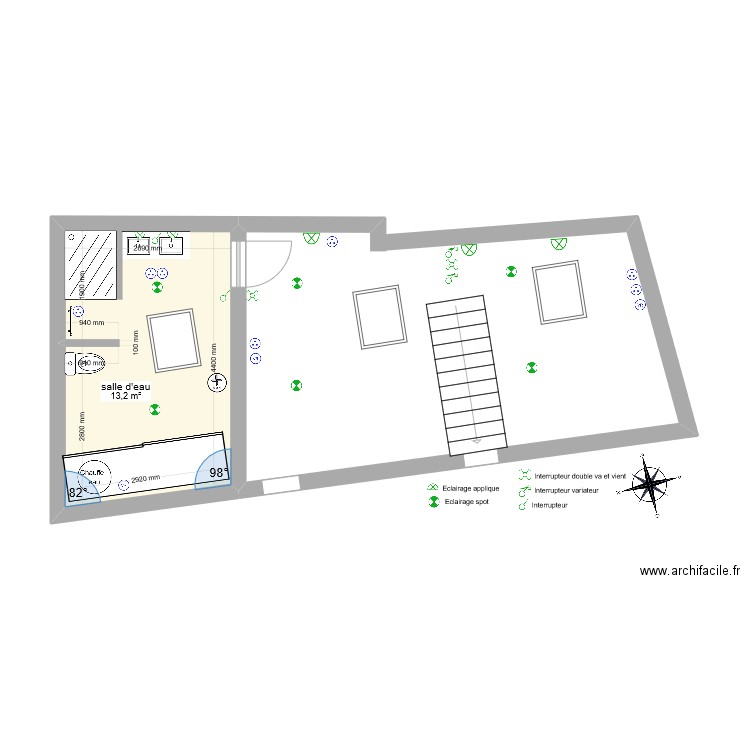 installation electrique etage 1. Plan de 0 pièce et 0 m2