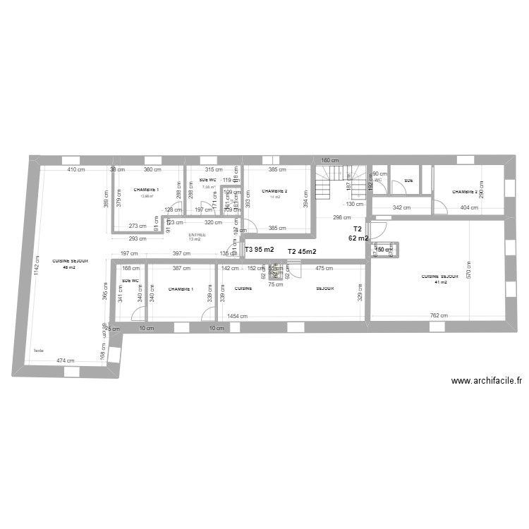 LES BRISSES PROJET  2 ETAGE. Plan de 7 pièces et 151 m2