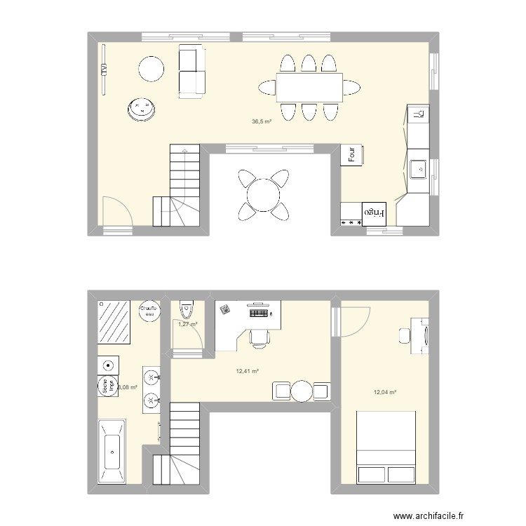 App n°1. Plan de 5 pièces et 70 m2