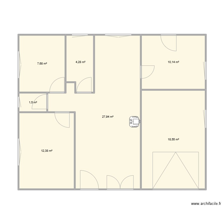 PLAN NINAN BASE. Plan de 7 pièces et 82 m2