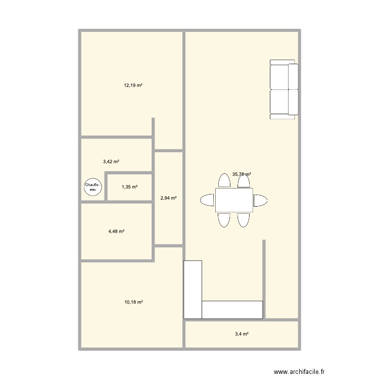 Plan Galinou Ben v1. Plan de 8 pièces et 74 m2