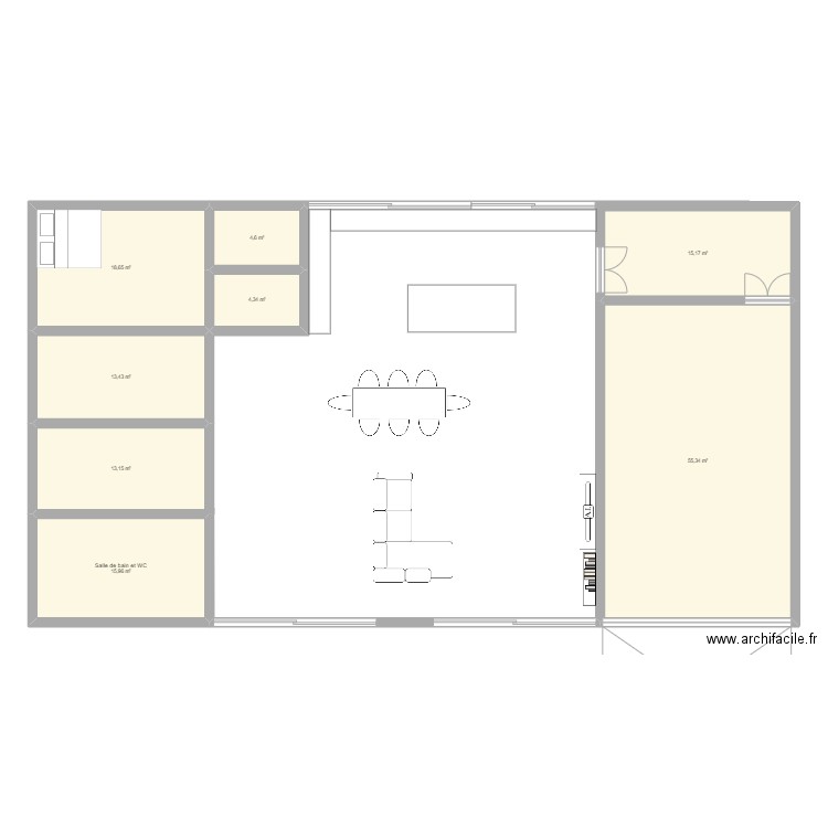 maison 2. Plan de 8 pièces et 141 m2