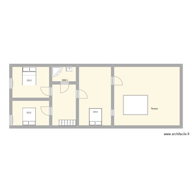 Etage 2. Plan de 6 pièces et 79 m2