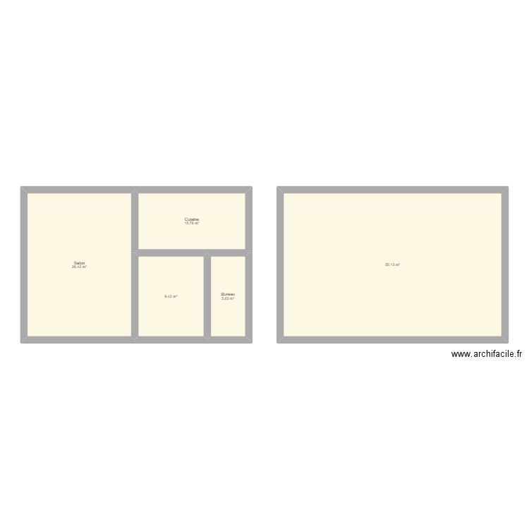 maison 1. Plan de 5 pièces et 107 m2