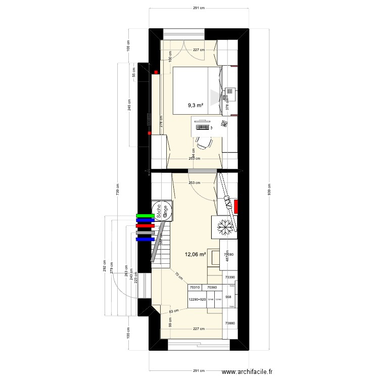 Plans garage V4 Angélique. Plan de 8 pièces et 96 m2