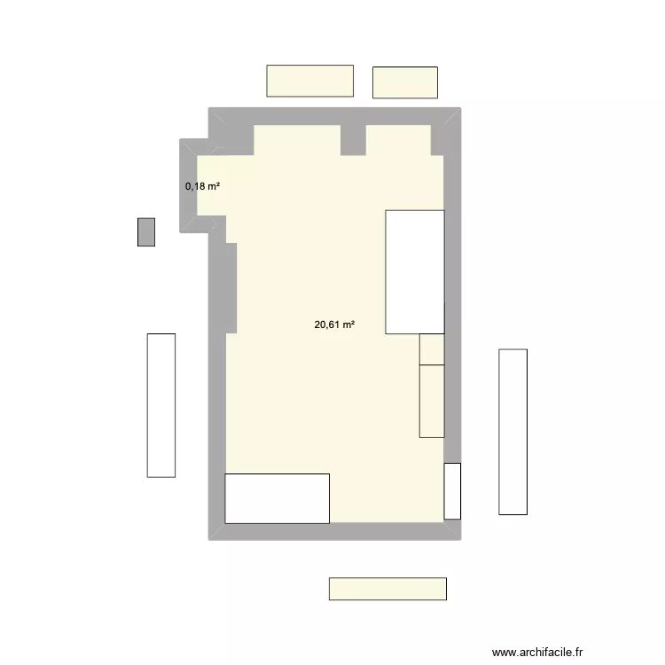 SDB. Plan de 2  et 21 m²