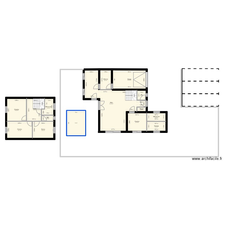 plan v2. Plan de 15 pièces et 144 m2