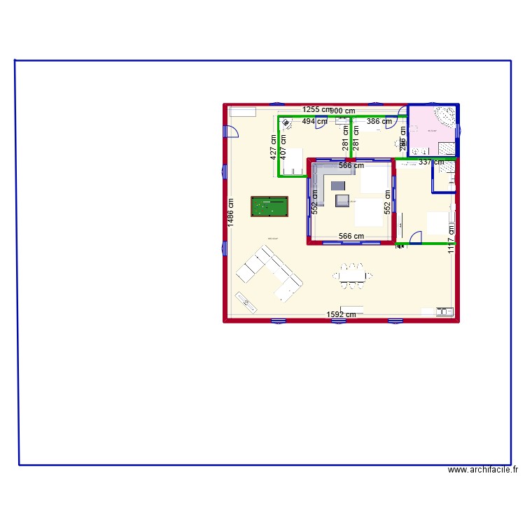 futur maison. Plan de 3 pièces et 265 m2