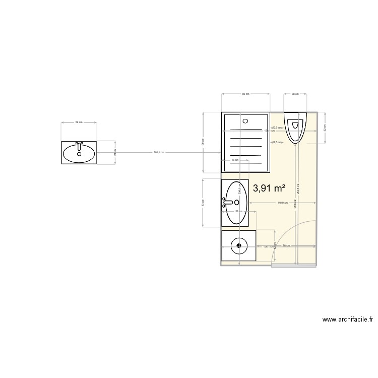 salle de bain langogne. Plan de 0 pièce et 0 m2