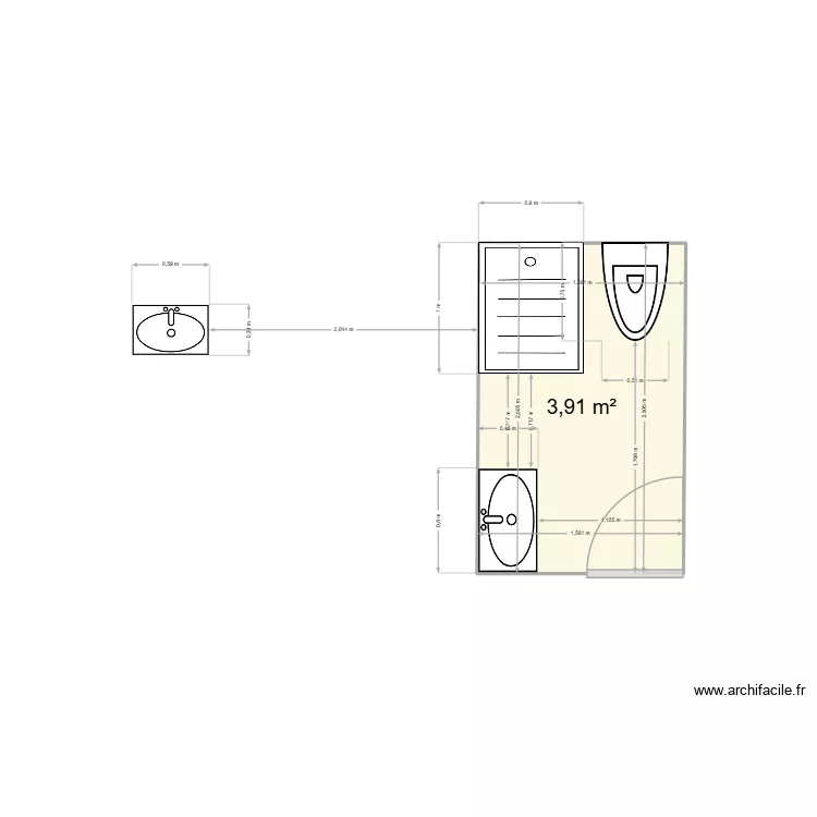 salle de bain langogne. Plan de 