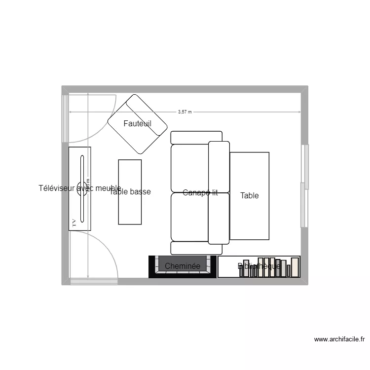 Salon 70 B. Beaumarchais v3. Plan de 1 pièce et 10 m²