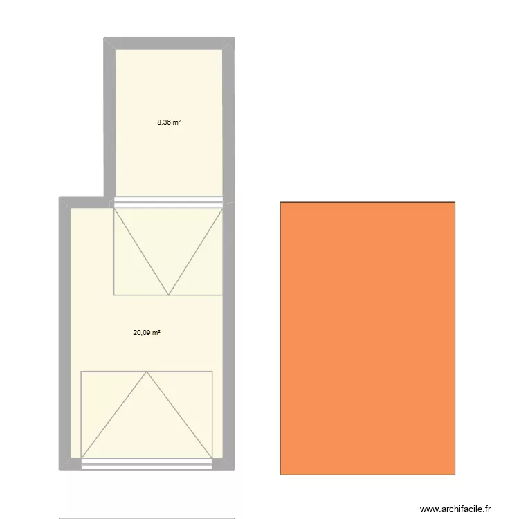 garage. Plan de 2  et 28 m²