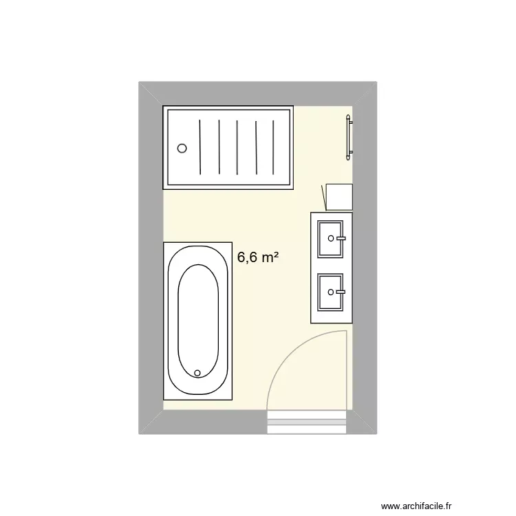 salle de bain. Plan de 1 Pièce et 7 m²