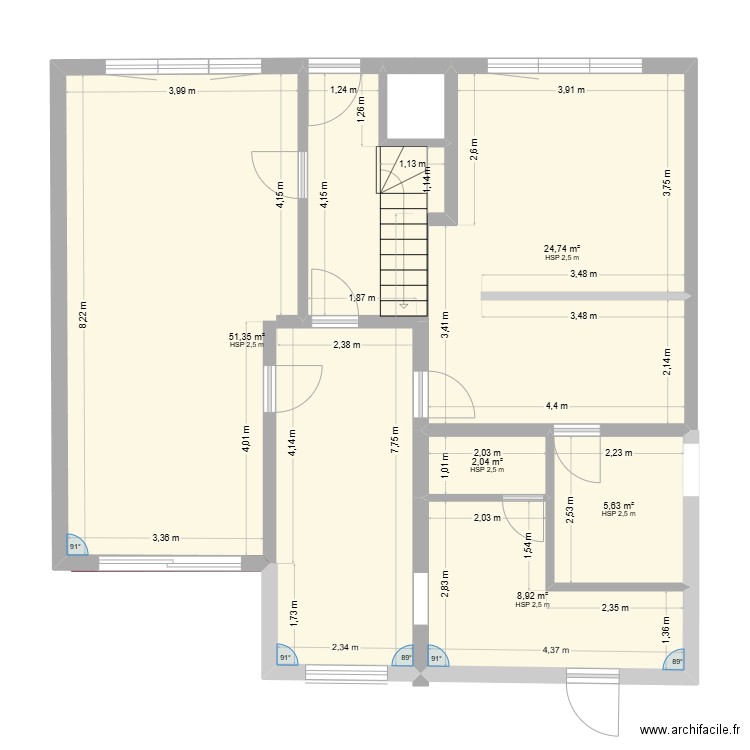 Anthélie. Plan de 5 pièces et 93 m2