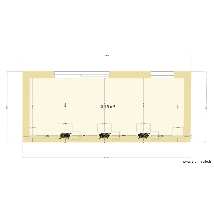 Terrasse. Plan de 1 pièce et 13 m2