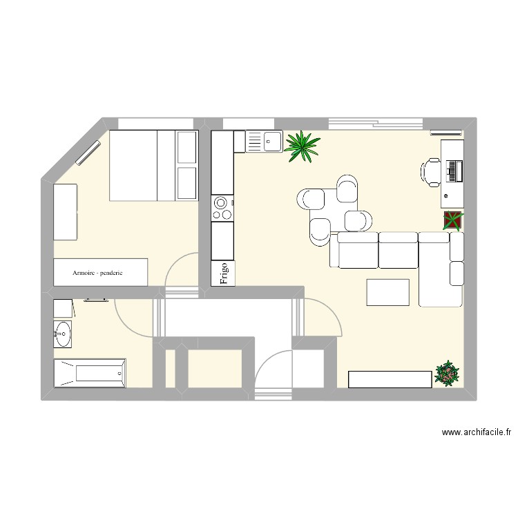 Appartement. Plan de 4 pièces et 39 m2