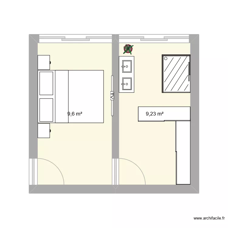 Chambre parentale 2. Plan de 2 et 19 m² Chambre parentale 2. Plan de 2 et 19 m²