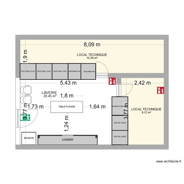 laverie. Plan de 0 pièce et 0 m2
