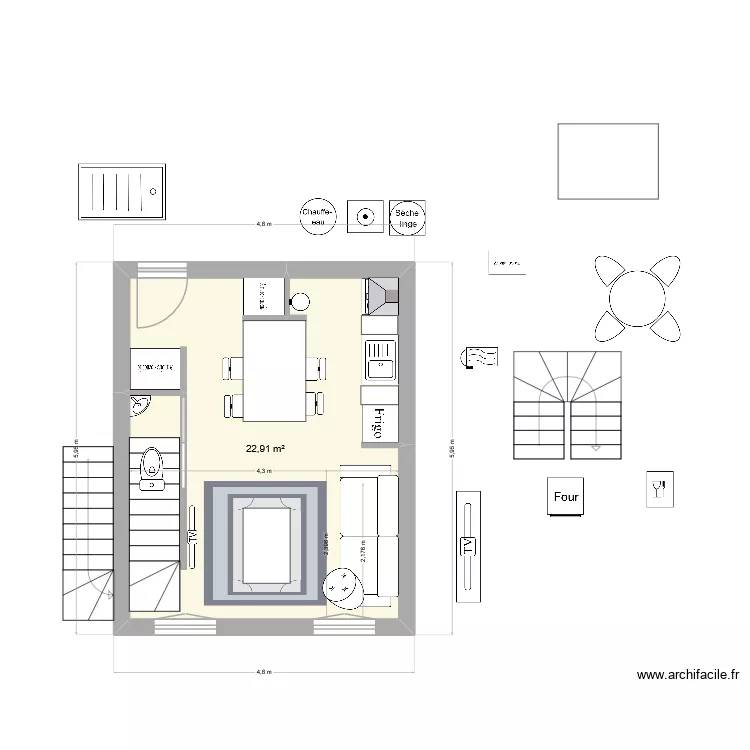 appartement F2 N&deg;9. Plan de 3  et 48 m²