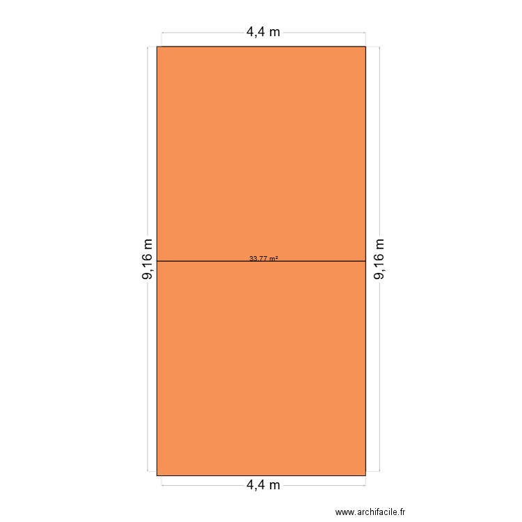 Partie gauche maison. Plan de 1 pièce et 34 m2