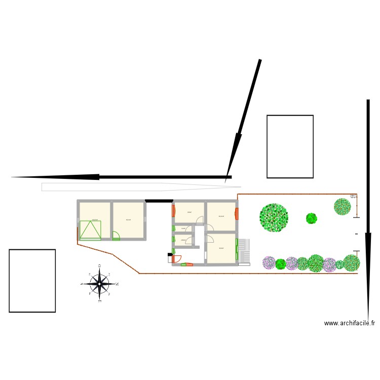 chateau. Plan de 7 pièces et 66 m2